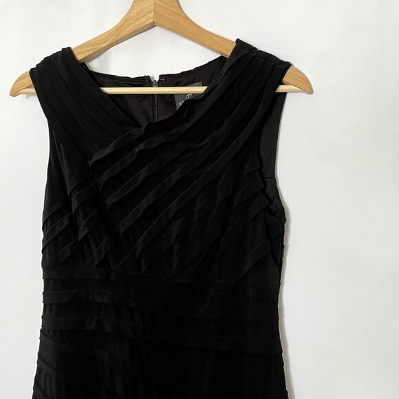 Adrianna Papell LBD black dress asymetric flutter sleeveless career size 4 - Picture 2 of 7